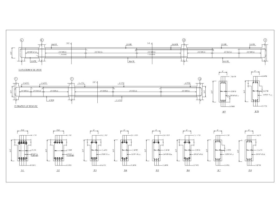 Free AutoCAD 2D Editable Drawings for Beam Reinforcement Cross Section ...