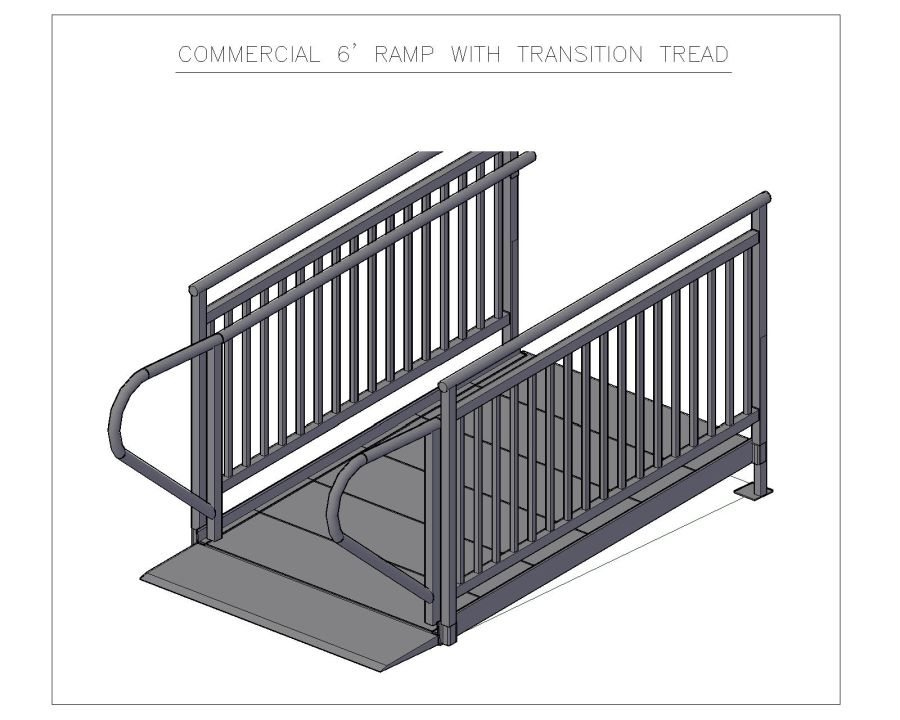 Free AutoCAD 2D Editable Drawings for Commercial 6 Feet Ramp with ...