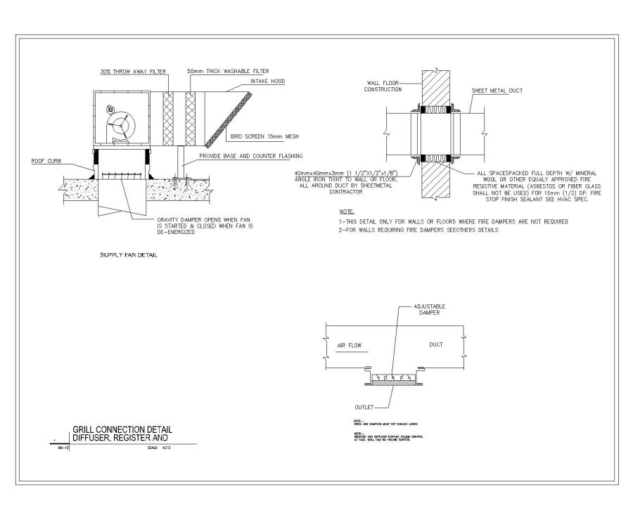 Grill Connection Detail Diffuser Register CAD Block – DWG AutoCAD ...