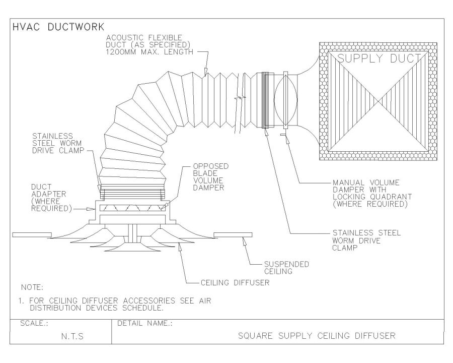 HVAC DUCTWORK SQUARE SUPPLY CEILING DIFFUSER CAD Block – DWG AutoCAD ...