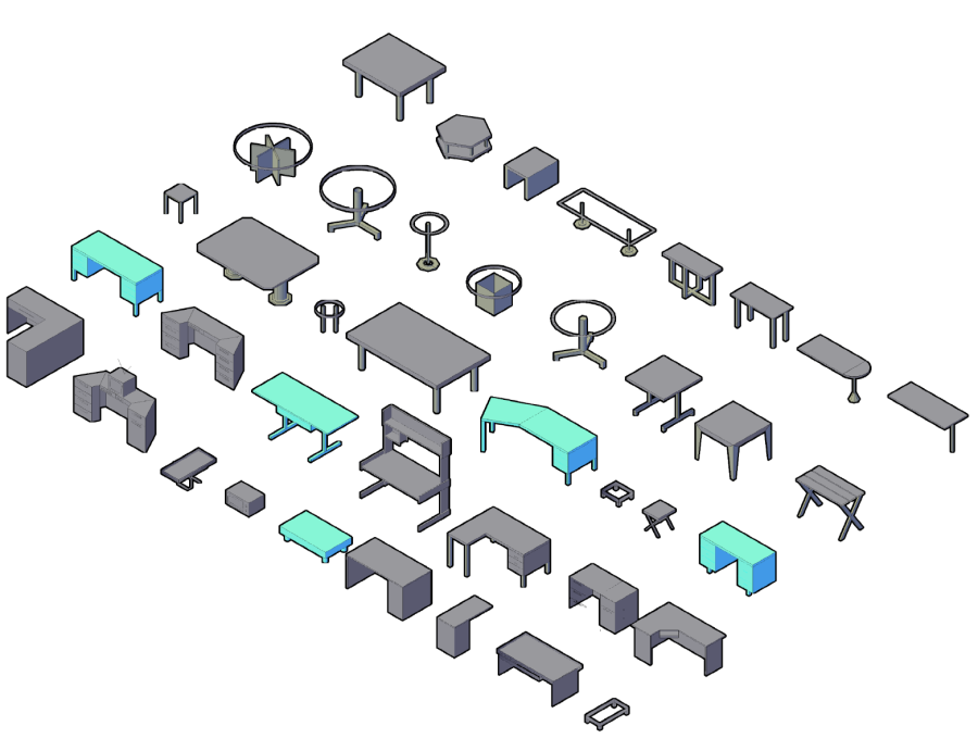 Tables and desks 3D CAD collection dwg | Thousands of free CAD blocks