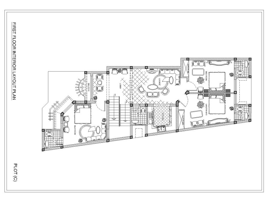 Double Story Villa Interior First Floor Layout Plan Model. CAD block in ...