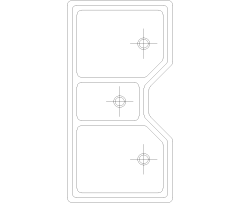 Triple Bowl Kitchen Sink CAD Block. Free DWG AutoCAD Imperial drawing available to download