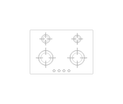 Gas 4 Burner Cooktop CAD Block. Free DWG AutoCAD Imperial drawing available to download