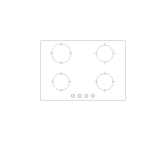 Electric 4 Burner Cooktop CAD Block. Free DWG AutoCAD Imperial drawing available to download