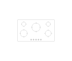 Electric 5 Burner Cooktop CAD Block. Free DWG AutoCAD Imperial drawing available to download