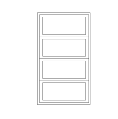 Window Elevation Grid 1x4 Pane CAD Block. Free DWG AutoCAD Imperial drawing available to download