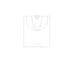 Basketball Half Court Plan View CAD Block. Free DWG AutoCAD Imperial drawing available to download