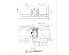 Free AutoCAD Plumbing drawing of Floor Cleanout for Sewerage Lines with sectional details